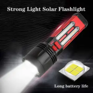 چراغ قوه شارژی (با قابلیت شارژ خورشیدی) برند کرونی | CRONY W5122A Solar Energy Flashlight